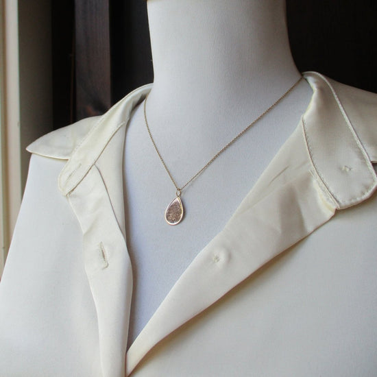 Memorial Fingerprint Teardrop Pendant in 14k Gold - Email Your Image