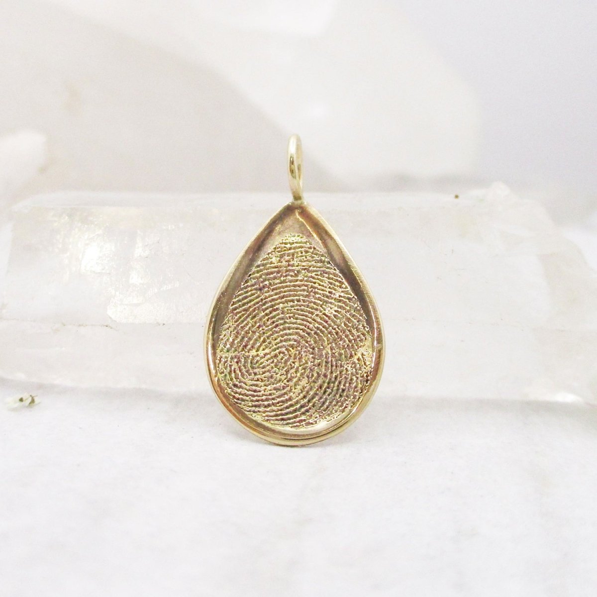 Memorial Fingerprint Teardrop Pendant in 14k Gold - Email Your Image