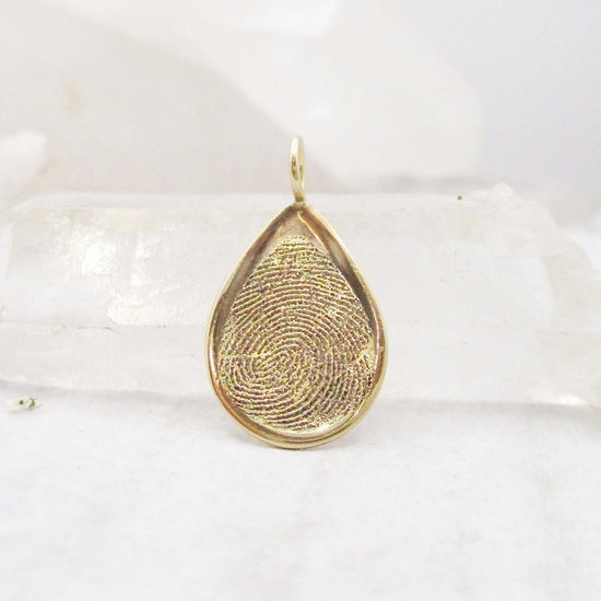 Memorial Fingerprint Teardrop Pendant in 14k Gold - Email Your Image