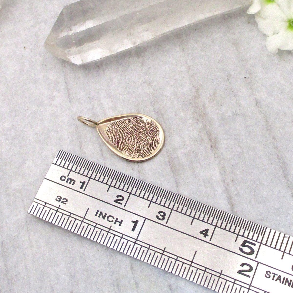 Memorial Fingerprint Teardrop Pendant in 14k Gold - Email Your Image