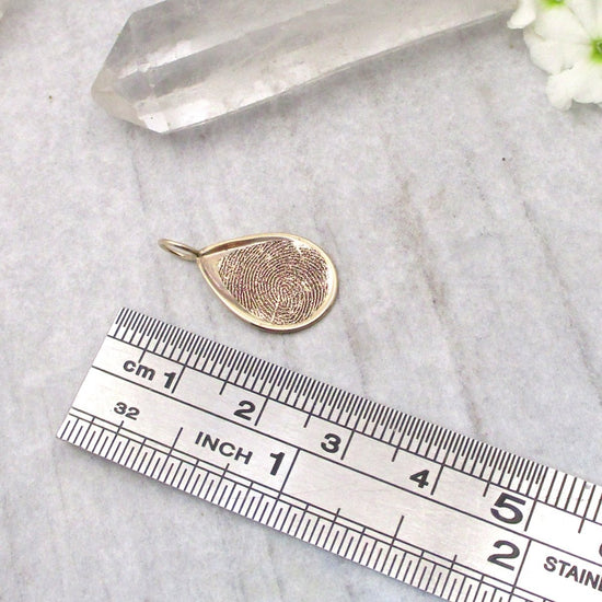 Memorial Fingerprint Teardrop Pendant in 14k Gold - Email Your Image
