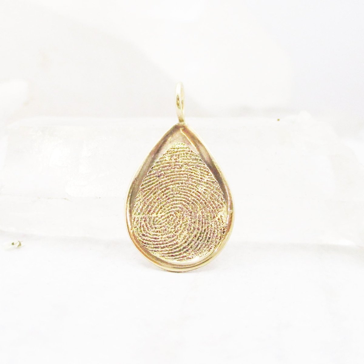 Memorial Fingerprint Teardrop Pendant in 14k Gold - Email Your Image