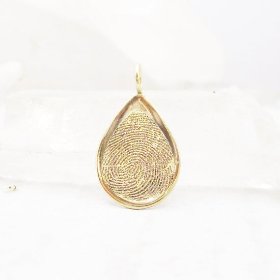 Memorial Fingerprint Teardrop Pendant in 14k Gold - Email Your Image