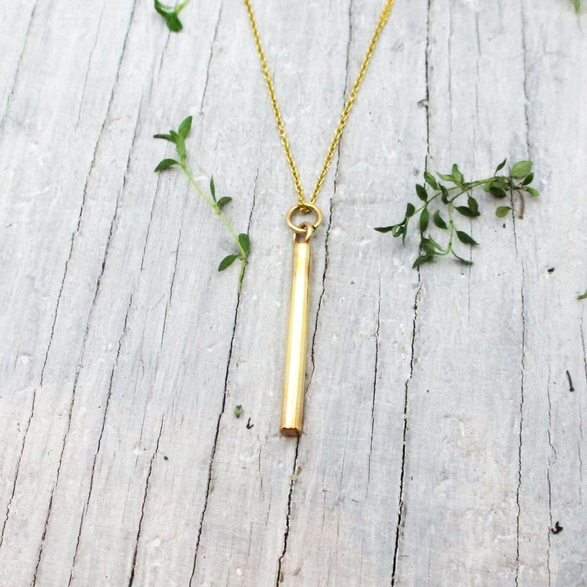 Narrow Solid 14K Gold Cylinder Urn Necklace for Cremation Ashes