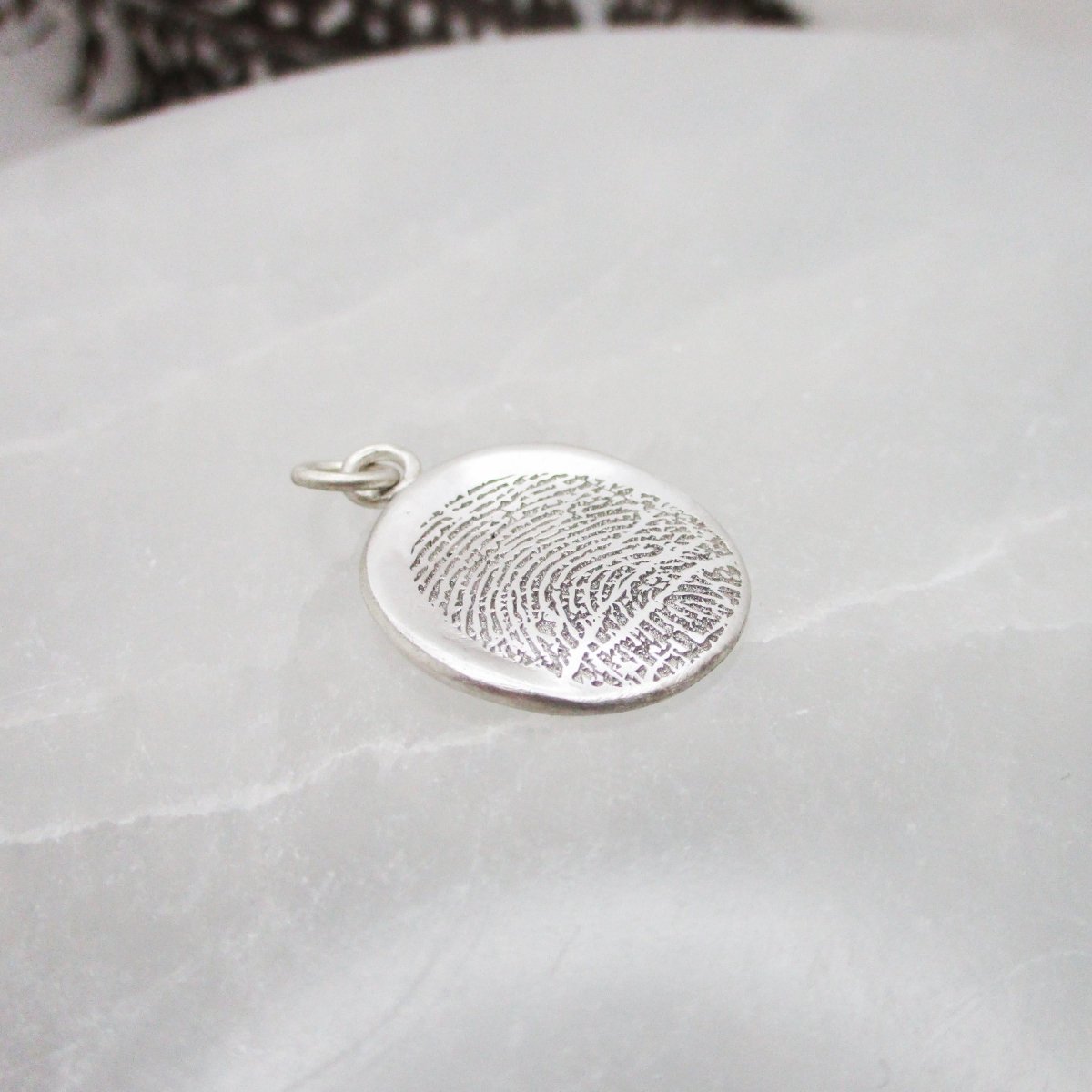 Organic Fingerprint Pendant | Adult Fingerprint Jewelry | Memorial Keepsake | Sterling Silver Oval