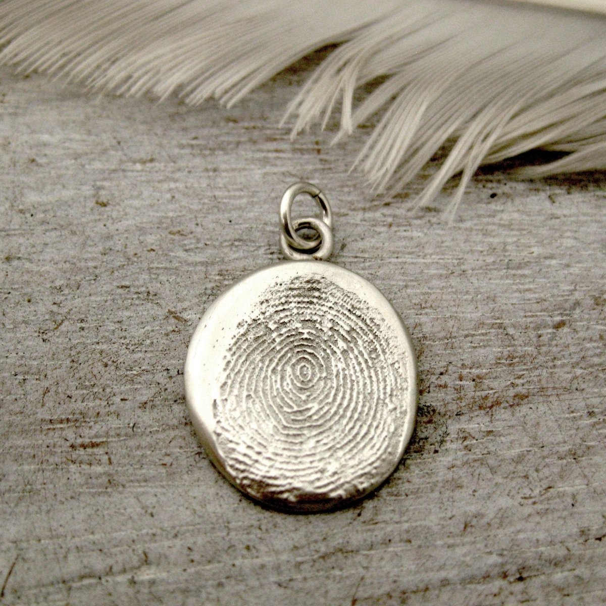 Organic Fingerprint Pendant | Adult Fingerprint Jewelry | Memorial Keepsake | Sterling Silver Oval