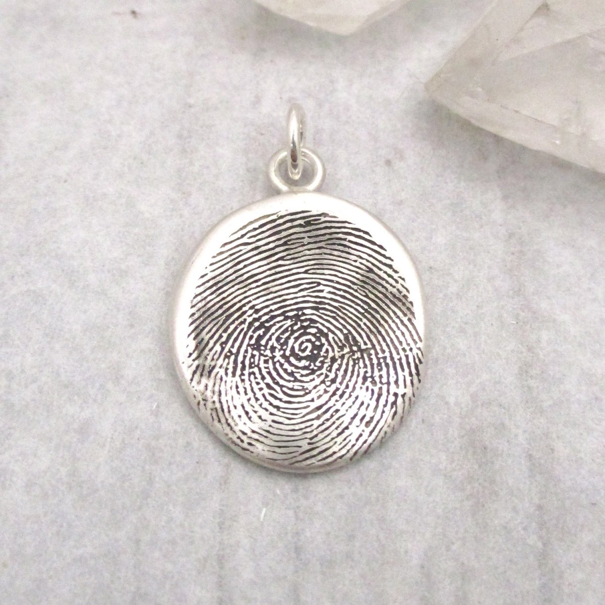 Organic Shaped Fingerprint Pendant Oxidized - Email Us Your Fingerprint