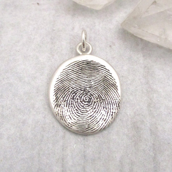 Organic Shaped Fingerprint Pendant Oxidized - Email Us Your Fingerprint