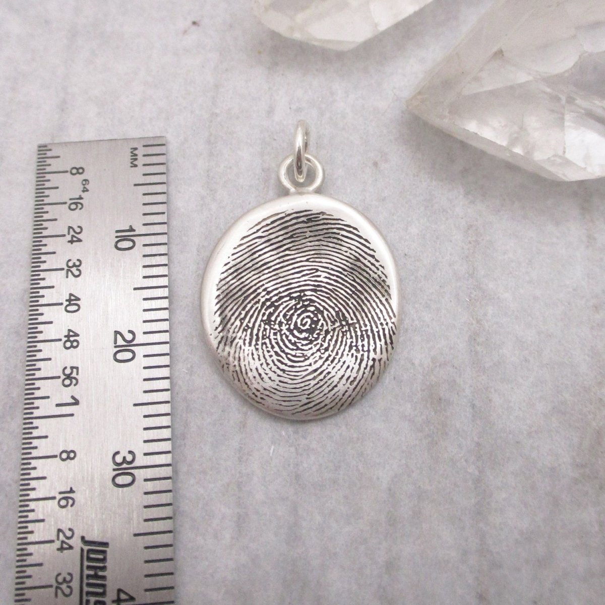 Organic Shaped Fingerprint Pendant Oxidized - Email Us Your Fingerprint