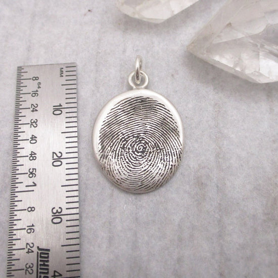 Organic Shaped Fingerprint Pendant Oxidized - Email Us Your Fingerprint