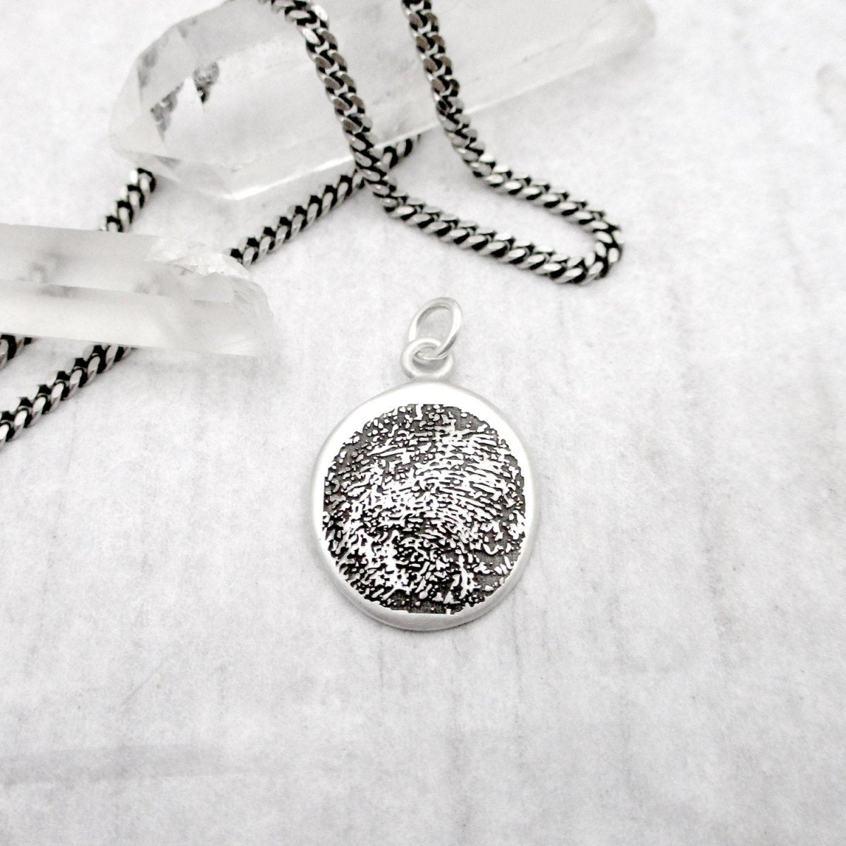 Organic Shaped Fingerprint Pendant Oxidized - Email Us Your Fingerprint
