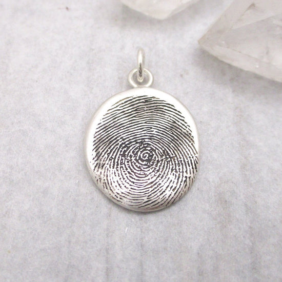 Organic Shaped Fingerprint Pendant Oxidized - Email Us Your Fingerprint
