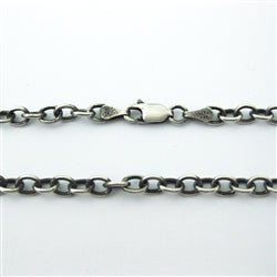 Oxidized Sterling Silver Heavy Cable Chain Necklace with Lobster Claw Closure - Luxe Design Jewellery