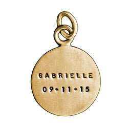 Personalized 14k Solid Gold Name and Date Large Disc Charm