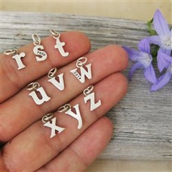 Personalized Baby Lowercase Letter V Initial Charm Sterling Silver - Luxe Design Jewellery