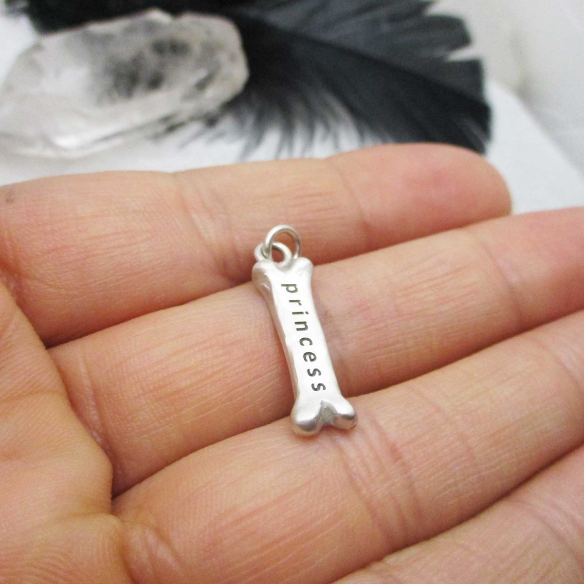 Personalized Big Dog Bone Charm in Sterling Silver