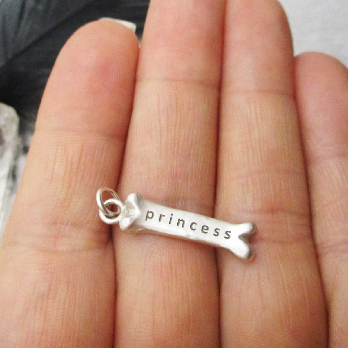 Personalized Big Dog Bone Charm in Sterling Silver