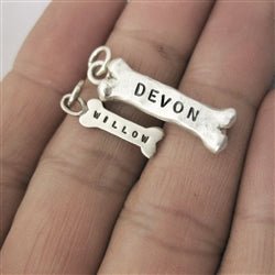 Personalized Big Dog Bone Charm in Sterling Silver - Luxe Design Jewellery