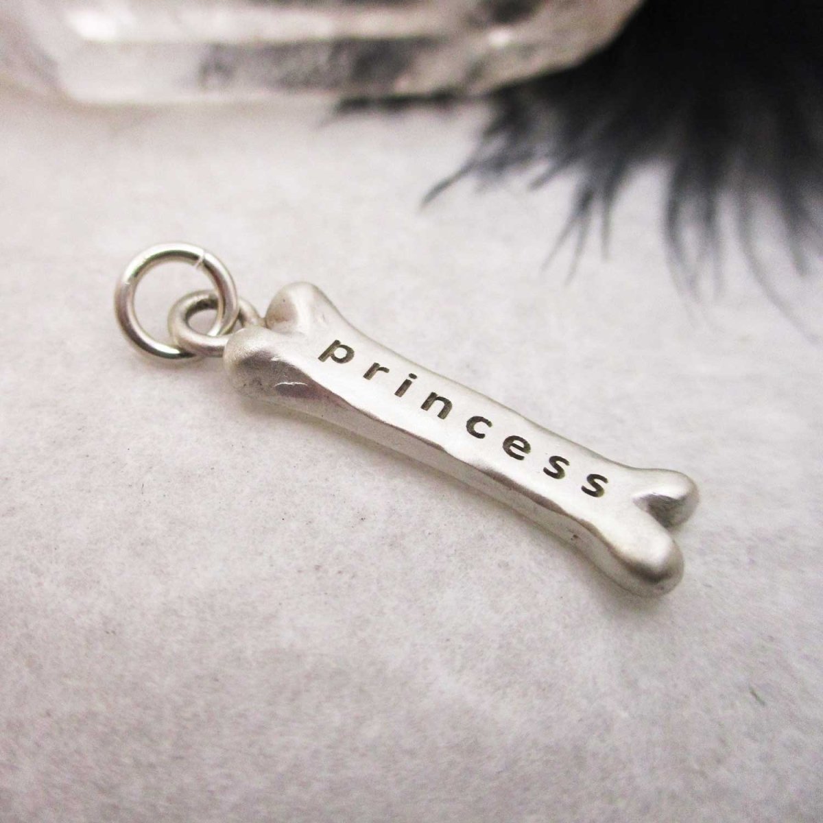 Personalized Big Dog Bone Charm in Sterling Silver