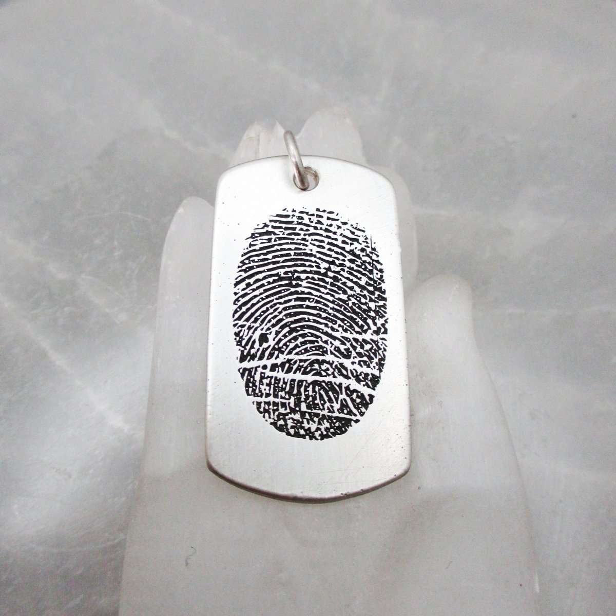 Personalized Fingerprint Dog Tag Necklace - Email Your Image