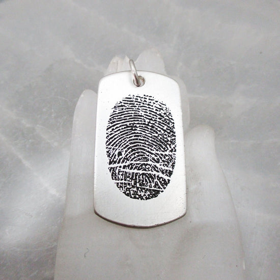 Personalized Fingerprint Dog Tag Necklace - Email Your Image
