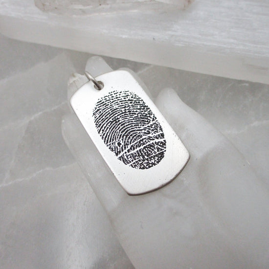 Personalized Fingerprint Dog Tag Necklace - Email Your Image