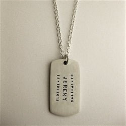 Personalized Fingerprint Dog Tag Necklace from Flat Ink Print - Luxe Design Jewellery