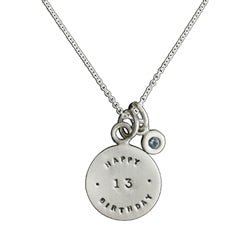 Personalized Silver Happy Birthday Birthstone Necklace - Luxe Design Jewellery