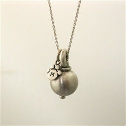 Pet Ashes Sphere Pendant Necklace with Initial Paw - Luxe Design Jewellery