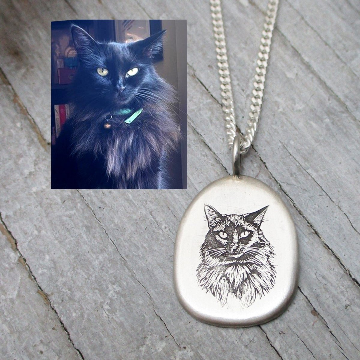 Pet Portrait Arch Pendant in Sterling Silver