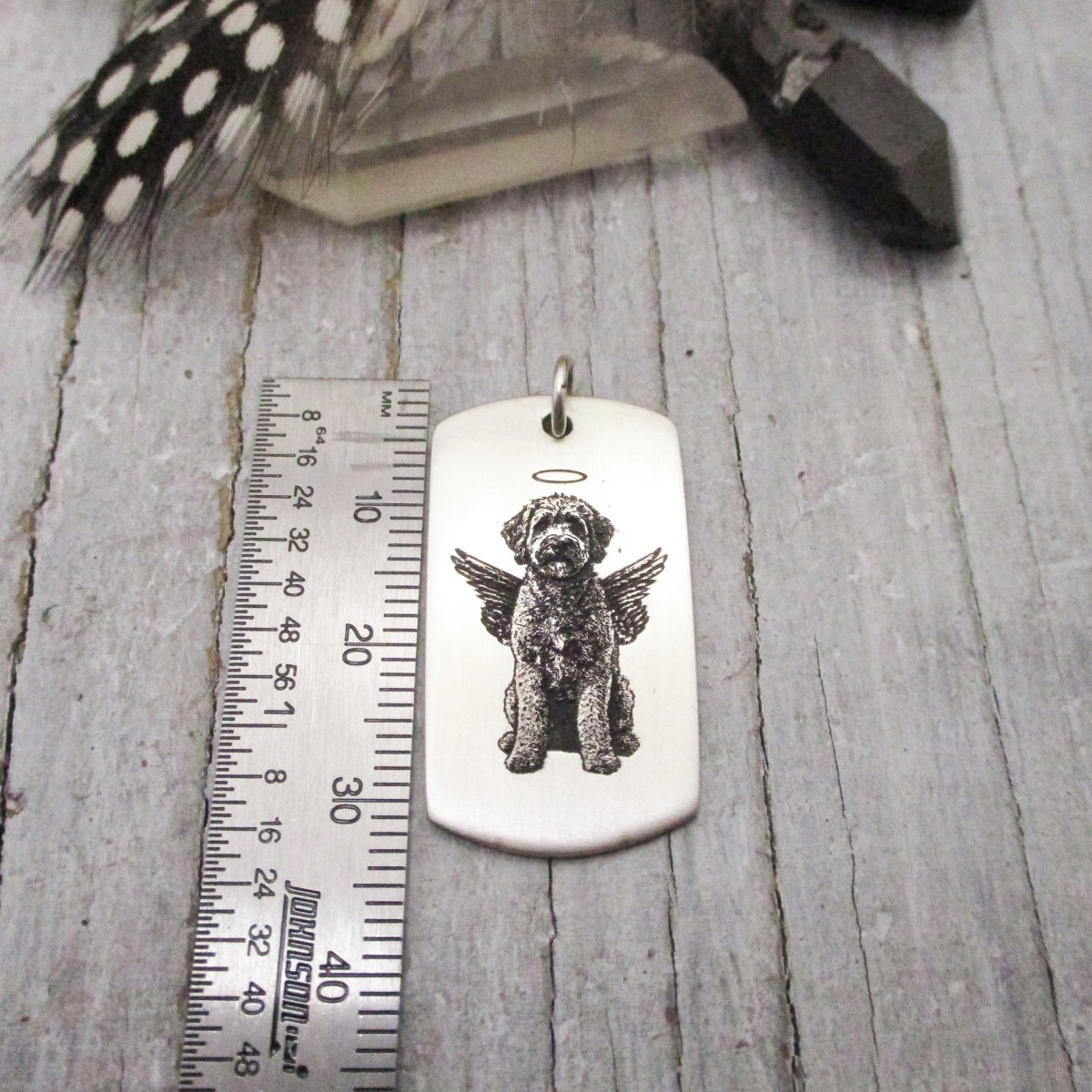 Pet Portrait Dog Tag Pendant in Sterling Silver