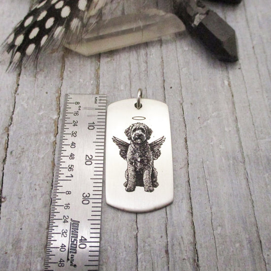 Pet Portrait Dog Tag Pendant in Sterling Silver