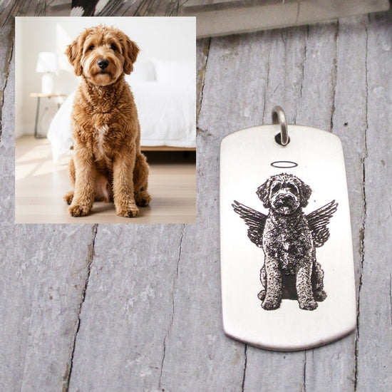 Pet Portrait Dog Tag Pendant in Sterling Silver