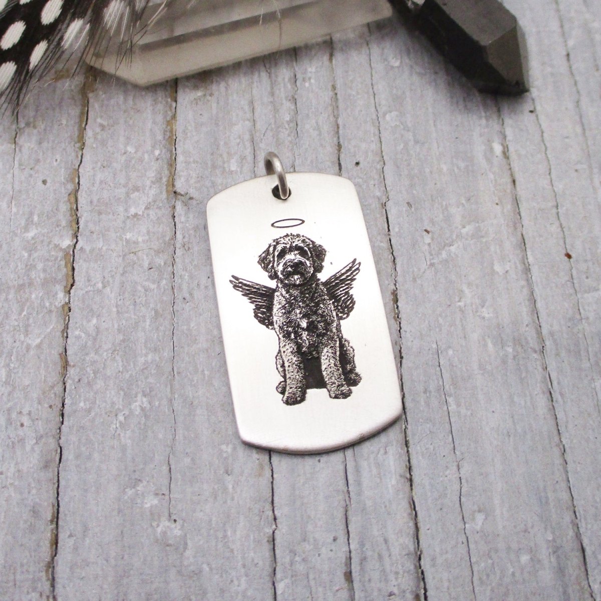 Pet Portrait Dog Tag Pendant in Sterling Silver