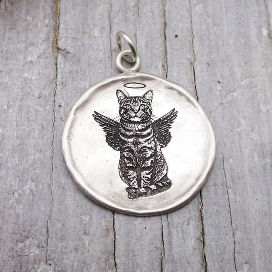 Pet Portrait Fine Framed Organic Disc Pendant in Sterling Silver
