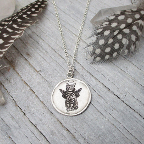 Pet Portrait Fine Framed Organic Disc Pendant in Sterling Silver