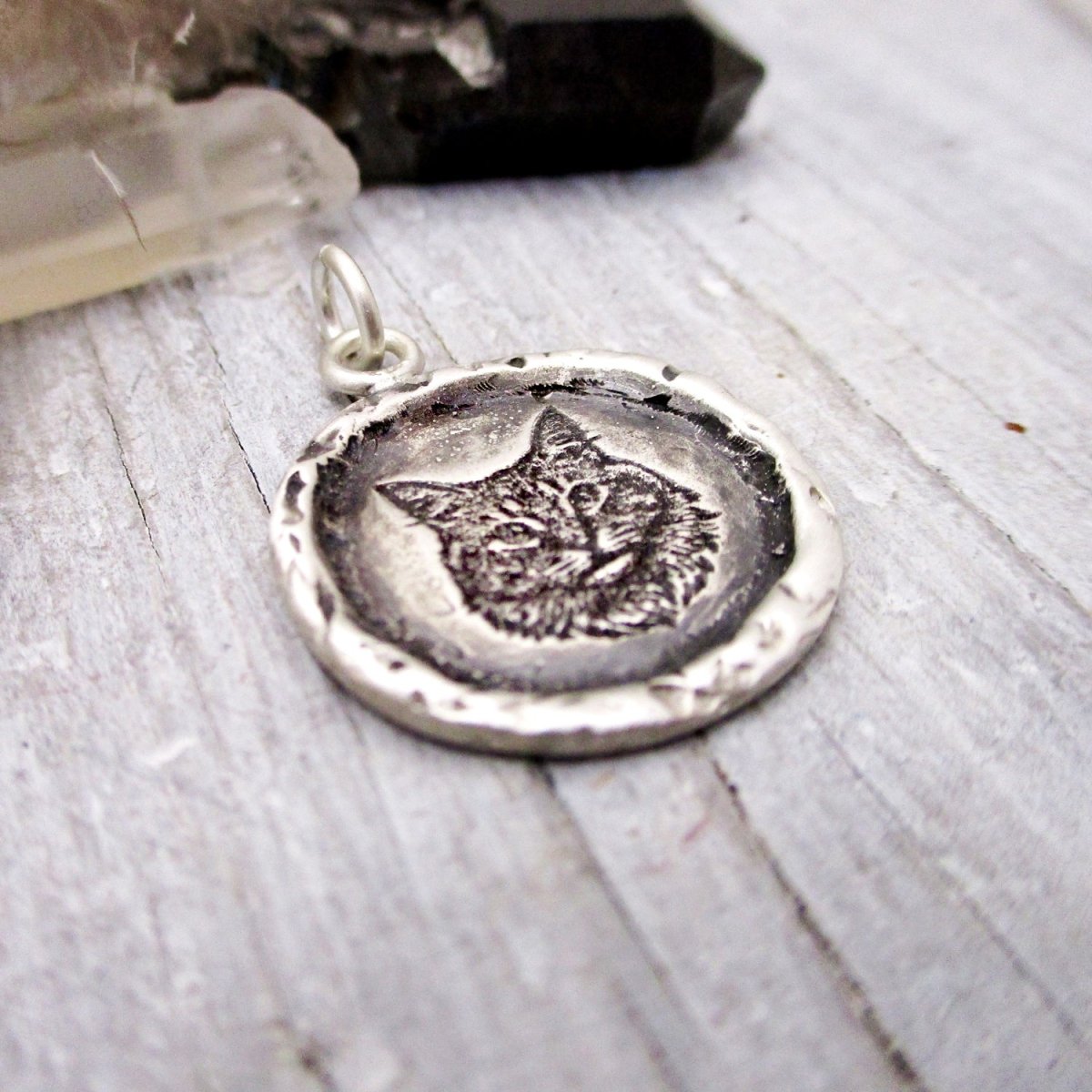 Pet Portrait Framed Circle Pendant in Sterling Silver