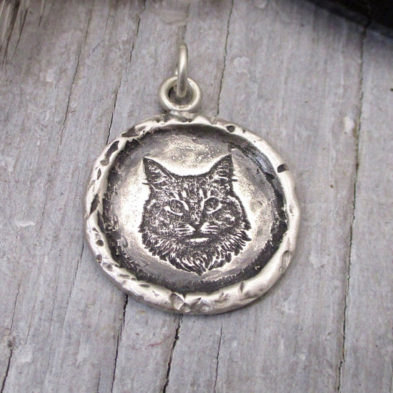 Pet Portrait Framed Circle Pendant in Sterling Silver