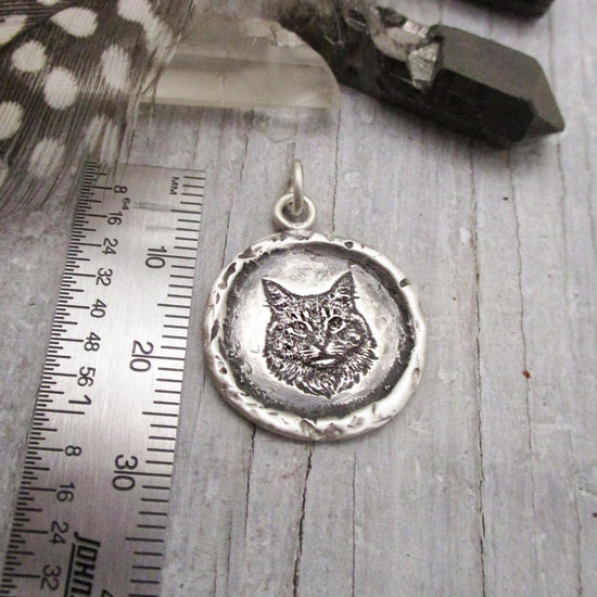 Pet Portrait Framed Circle Pendant in Sterling Silver