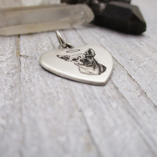 Pet Portrait Heart Pendant in Sterling Silver