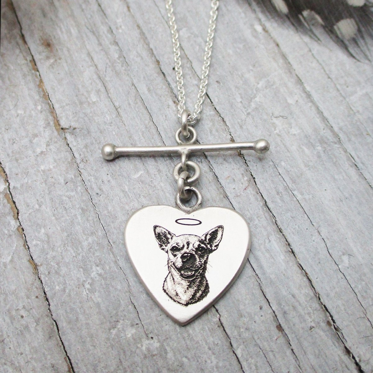Pet Portrait Heart Pendant in Sterling Silver