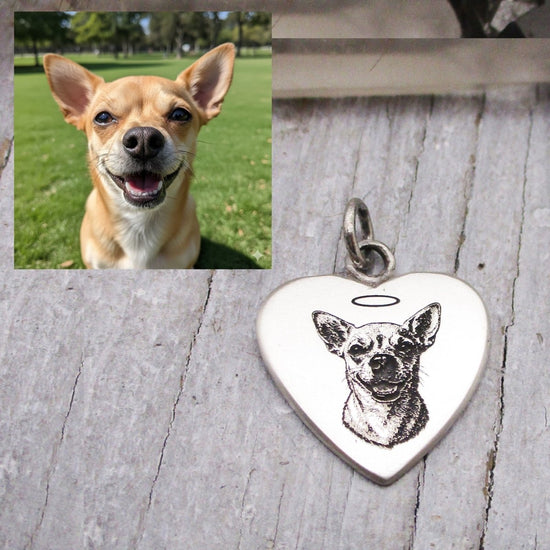 Pet Portrait Heart Pendant in Sterling Silver