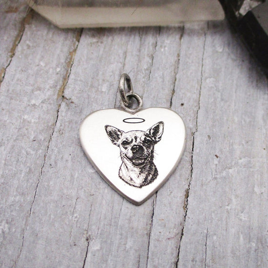 Pet Portrait Heart Pendant in Sterling Silver