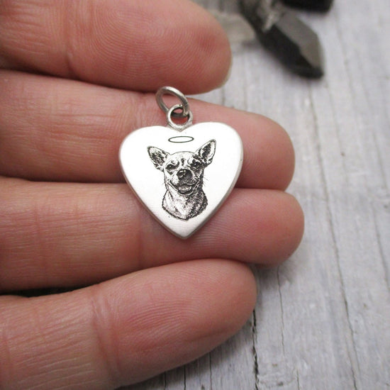 Pet Portrait Heart Pendant in Sterling Silver