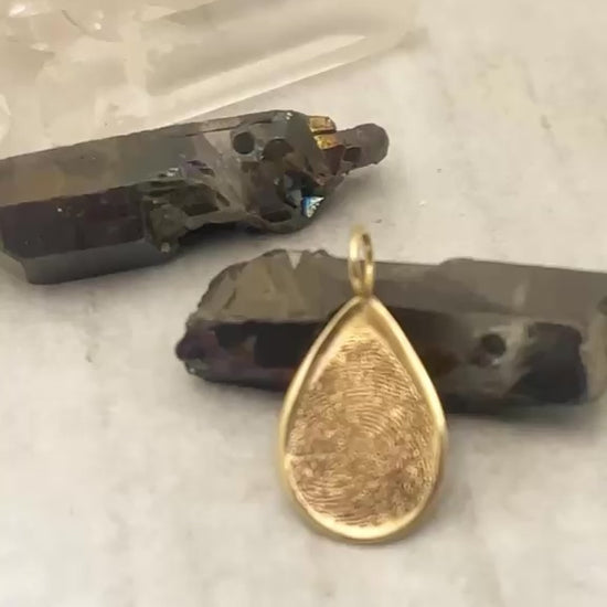 Memorial Fingerprint Teardrop Pendant in 14k Gold - Email Your Image