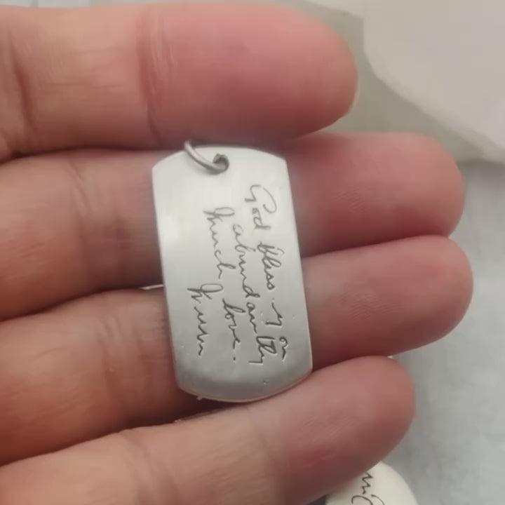 Handwriting Dog Tag Pendant – Sterling Silver
