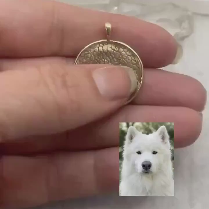Solid 14 Karat Gold Dog Nose Texture Disc Pendant – Custom Pet Memorial Jewelry