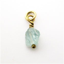 Raw Blue Apatite Gemstone Bead Charm in Gold - Luxe Design Jewellery