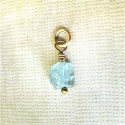 Raw Blue Apatite Gemstone Bead Charm in Gold - Luxe Design Jewellery