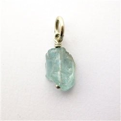 Raw Blue Apatite Gemstone Bead Charm in Sterling Silver - Luxe Design Jewellery